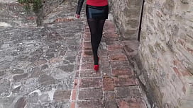 MILF in Pantyhose & High Heels - Hot Walk for a Dirty Fantasy