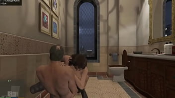 GTA 5 Trevor and Amanda in the bathroom