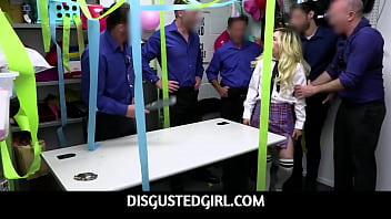 DisgustedGirl - Young Tiny Blonde Teen Shoplifter Gang Fucked By Five Officers - Minxx Marley