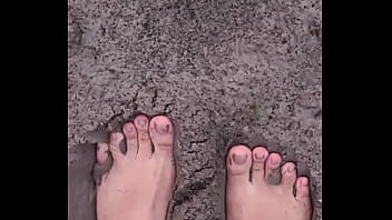 Barefeet grounding sensation in mud #barefeet #sensory #fun