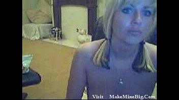 Blonde girl chatting on webcam