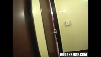 Brunette babe flashes her tits in a car