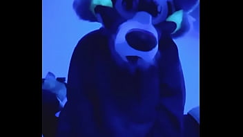Slutty Furry plays with self