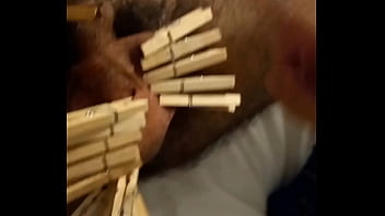 playing with clothespins on my fagot's balls