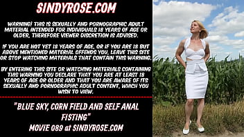 Video Sindy Rose, prolapse, blue sky, corn field and self anal fisting