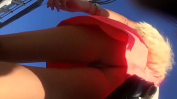 Candid upskirt white printed panties love