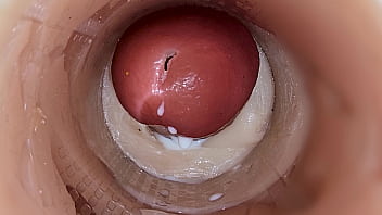 Camera inside deep pussy captures huge ejaculation of sperm