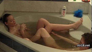 Amateur teen couple fucks in parents bed