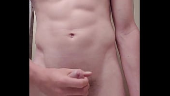 Young College Teen His Curvy Cock In Dorm Bathroom...