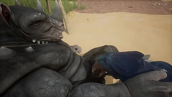 Rhino Pumps Cum Into Lizard Wildlife...