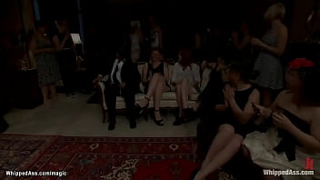Lesbian whipped at bdsm orgy party