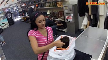 Tight girl sells her old coat and nailed with the pawnkeeper