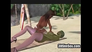 3D lesbians fucking at the beach