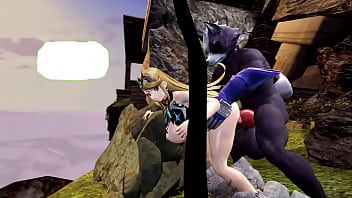 SFM 3D huge tits hentai bimbo Pyra gets fucked by werewolf