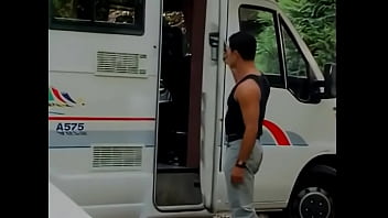 Hot gay sex in a van