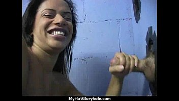 Black chick blows & fucks cock on a naughty gloryhole 3