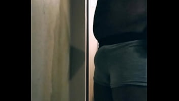 Ebony seductively shows off dick print...