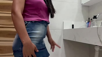 Naughty little believer gave her ass very tasty in the bathroom
