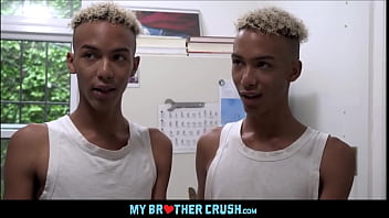 Hot Skinny Black Twink Identical Twin Brothers Diego And Dante Threesome With Black Stepbrother Eric Ford In Family Kitchen