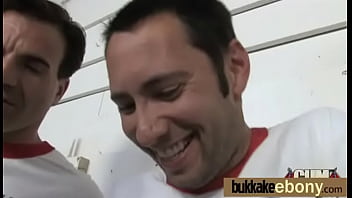 Ebony babe bukkake party 14