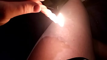 Wax Play Pink Masochist Transman Drips Hot Wax On Thick Thigh While Wearing Knee Thighs...