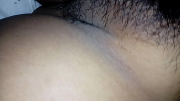 Showing my wife's hairy vagina
