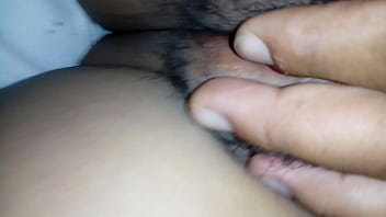 Showing my wife's hairy vagina