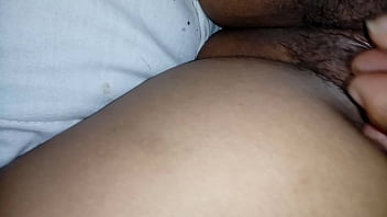Showing my wife's hairy vagina