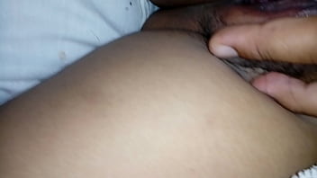 Showing my wife's hairy vagina
