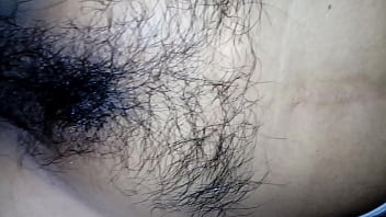 Showing my wife's hairy vagina