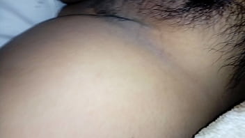 Showing my wife's hairy vagina