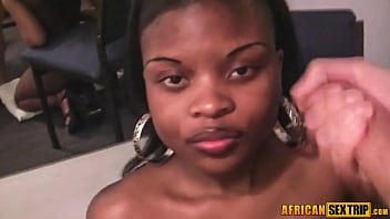 African Skank Gets Jizzed Face After Riding Euro Cock Pov...