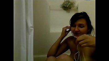 Bella in shower Skyping BF
