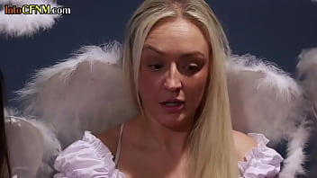 CFNM euro babes giving heavenly blowjob to hung sub...
