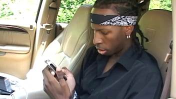 Fully clothed babe interracial blowjob