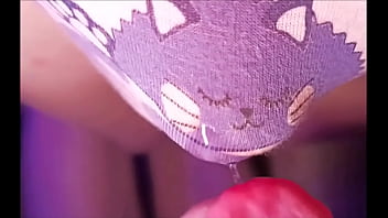 Her wet panties dripping precum have to be licked dry