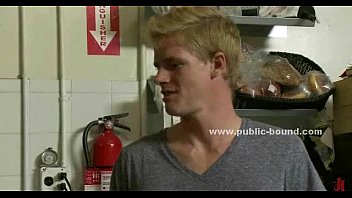 Cafe shop boy tied by pervert gays