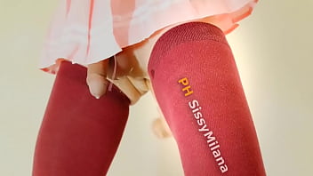 Cute sissy femboy cumming while plowing...