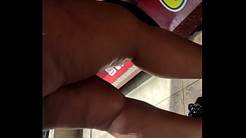 Huge black ass on booty shorts