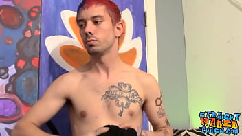 Kinky straight thug Chad jerks off his big cock and cums