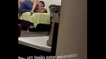 Belinha seduced the student, took him home and the cuckold filmed everything hidden in the pantry