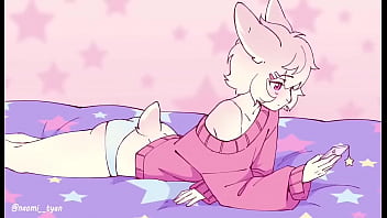 furry femboy cum while playing with a sextoy