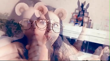 Girl with Instagram Mask Sensual Sucking Cock Best Friends...