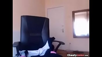 Cute girl masturbates on the chair