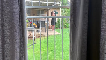 I caught my neighbours fucking outside in the backyard