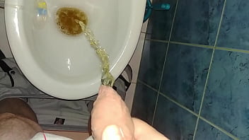Pissing After Massive Cumshot Golden Rain...