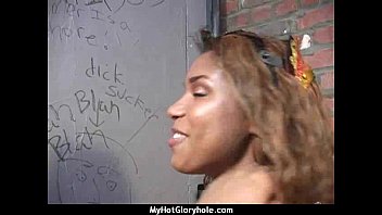 Natural cute black teen tries out gloryhole 9