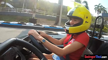 Amateur Thai girlfriend teen fun at go karts an...