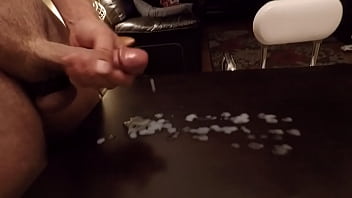 Bigcockcumshot sprays cum on table filmed with GoPro