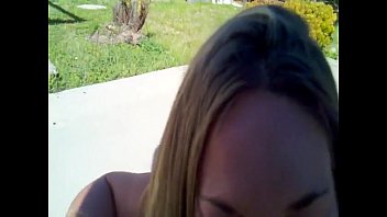 Blonde milf blowing her mans the backyard...